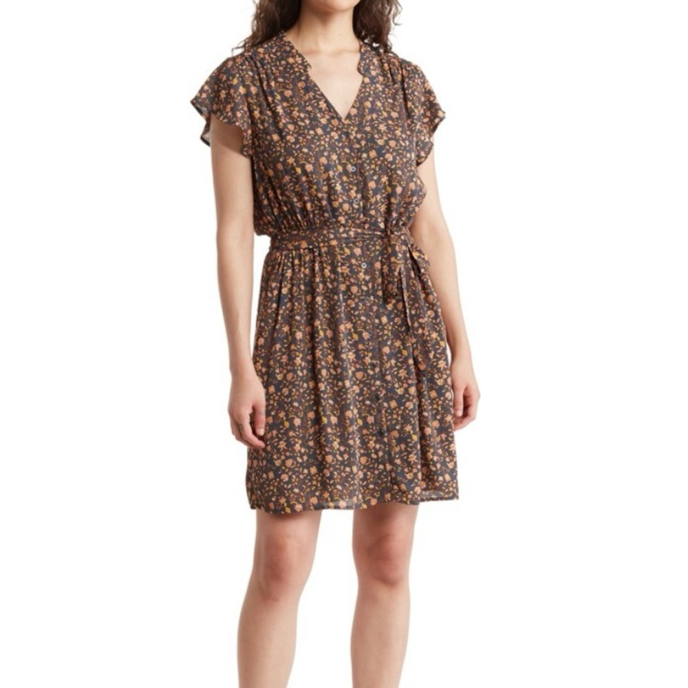 DR2 by Daniel Rainn Floral Cap Sleeve Shirtdress